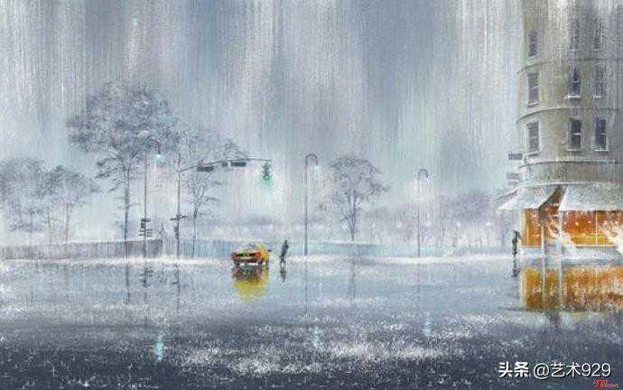 雨中曲｜英国画家Jeff Rowland油画作品欣赏
